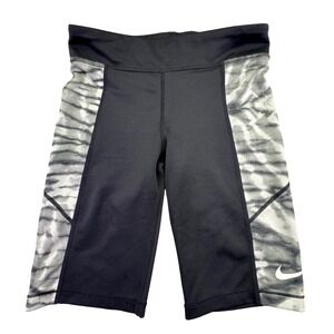 Nike Dri-Fit Shorts Women's Medium Spandex Long Athletic Black Grey Tie Dye